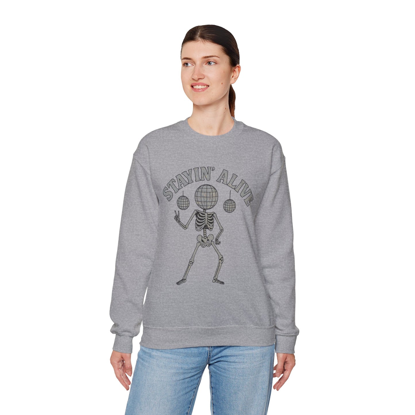 Stayin' Alive Skeleton Crewneck Sweatshirt | JunoCollective