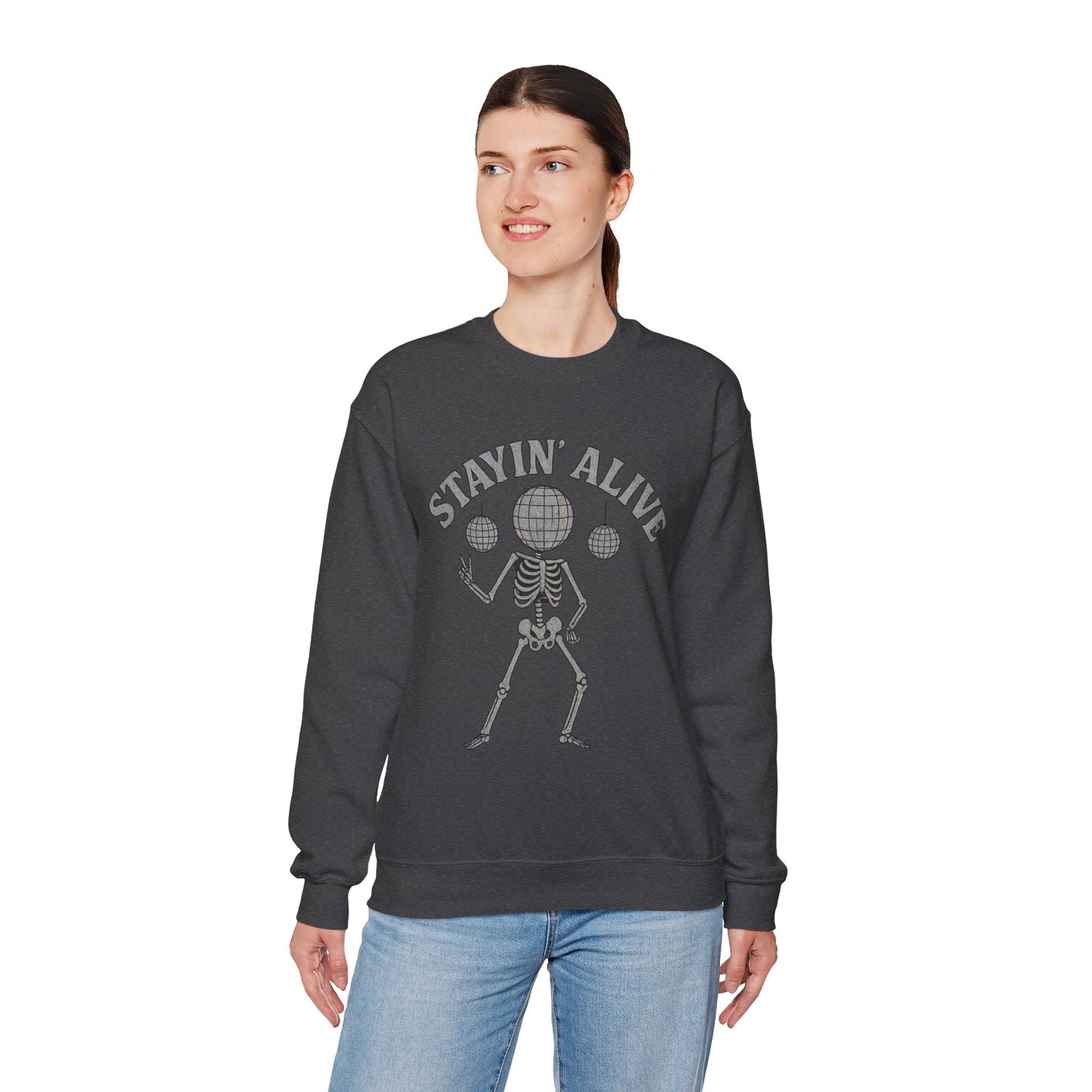 Stayin' Alive Skeleton Crewneck Sweatshirt | JunoCollective