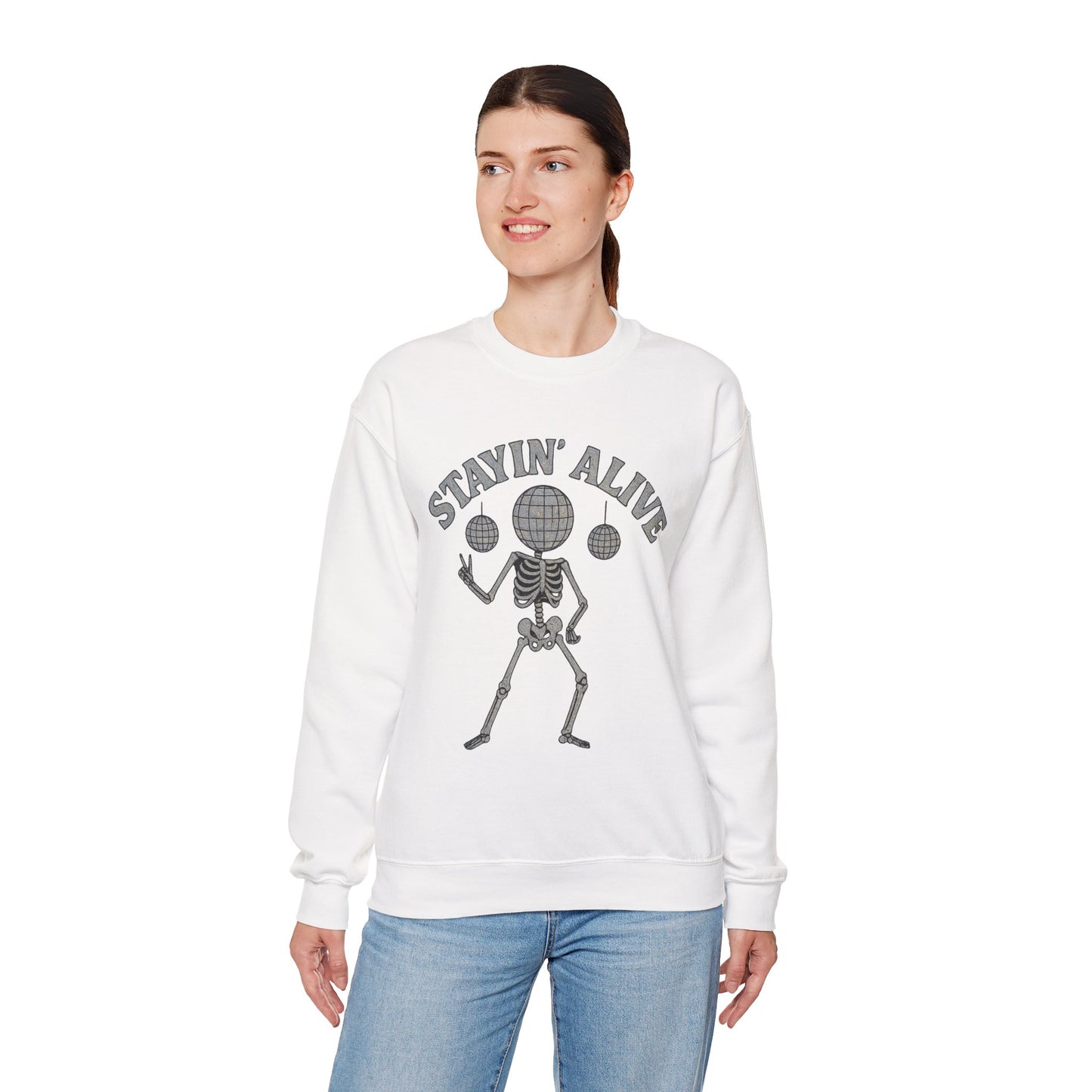 Stayin' Alive Skeleton Crewneck Sweatshirt | JunoCollective