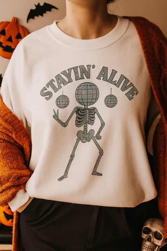 Stayin' Alive Skeleton Crewneck Sweatshirt | JunoCollective